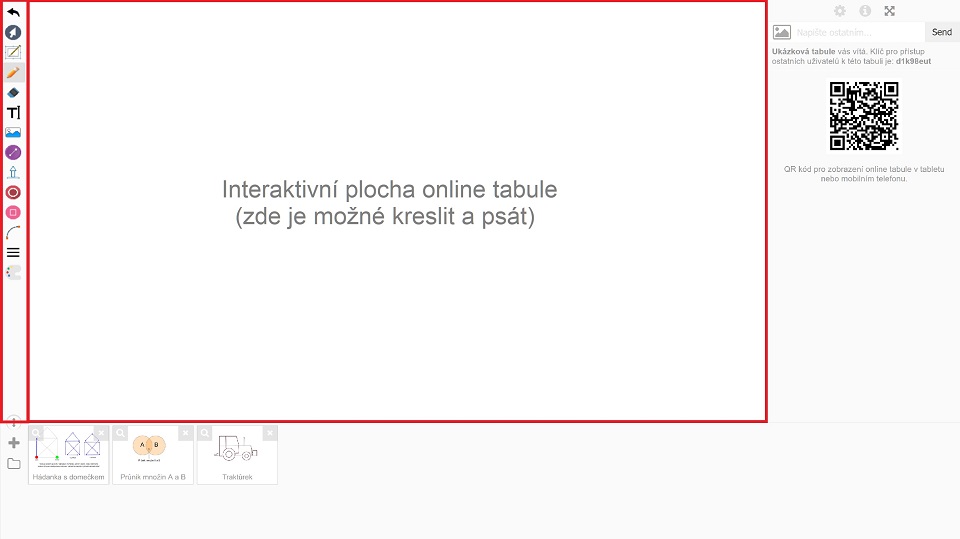 Interaktivní plocha online tabule pro kreslení (malování) a psaní